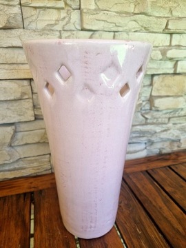 Wazon ceramiczny różowy duży antyk zabytek retro PRL