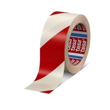 Taśma ostrzegawcza TESA biało czerwona 33 M X 50mm