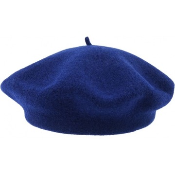 Beret damski klasyczny EVITA 100% wełna granatowy