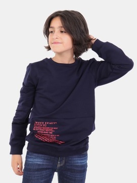 BLUZA CHŁOPIĘCA DRESOWA KIESZEŃ granatowa 140-146