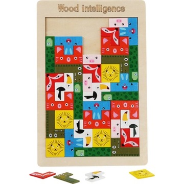 ДЕРЕВЯННАЯ ИГРА ЛОГИЧЕСКАЯ ПАЗЛ ТЕТРИС УЗОРЫ ЖИВОТНЫЕ СОРЕВНОВАНИЯ ФРУКТЫ 20 EL