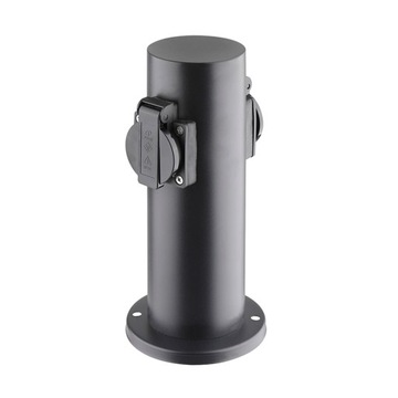 Solight słupek ogrodowy IP44, stal nierdzewna, 2 gniazda, cylinder, czarny PG10B