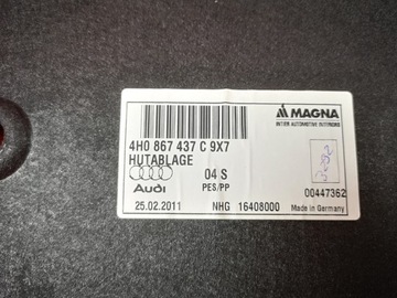 AUDI A8 4H D4 POLIČKA ZADNÍ KUFRU ČERNÁ 9X7