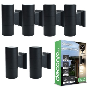 LAMPA LED GÓRA-DÓŁ PODWÓJNA WALCOWA LAMPA ŚCIENNA ELEWACYJNA CZARNA 6 SZT