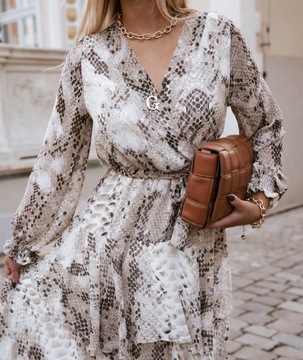 MAXI SUKIENKA SNAKE PRINT STYL BOHO SEXY CLASSIC