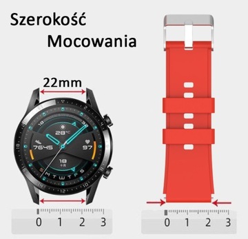 SYLIKONOWY PASEK 22mm do HUAWEI WATCH GT/GT2/GT3/GT4 46/48mm NEON CZERWONY