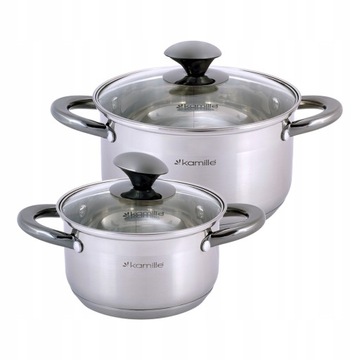 ZESTAW GARNKÓW INOX 4 ELEMENTY 4 el. 1.5L, 3.0L Idealny do codziennego