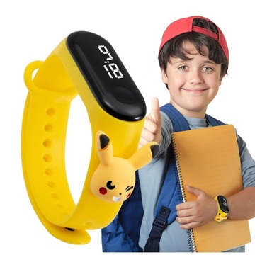 ELEKTRONICZNY ZEGAREK LED DLA DZIECI SMARTBAND OPASKA PIKACHU POKEMON