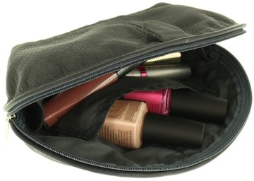 Kosmetyczka skórzana WIŚNIOWA bdb jakość skóra PL