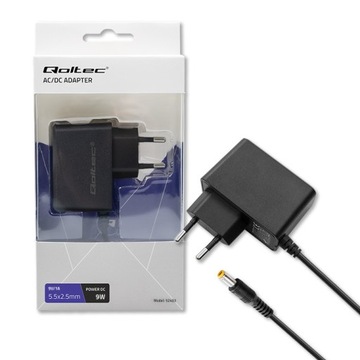 Qoltec Zasilacz wtyczkowy PREMIUM 9W 9V 1A 5.5*2.5 do TV drukarki skanera