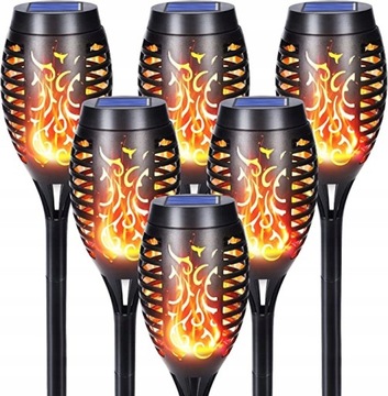 LAMPA SOLARNA LED POCHODNIA EFEKT PŁOMIEŃ OGIEŃ x6