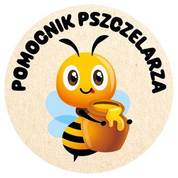 20 szt. fi 37 naklejki Pomocnik Pszczelarza __ FOLIA