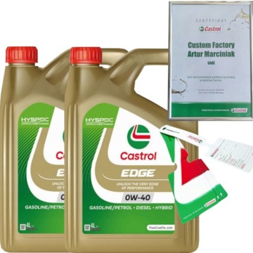 CASTROL EDGE 0W40 8L RN0700 RN0710 BMW LL-04 MB 229.51 + ZAWIESZKA