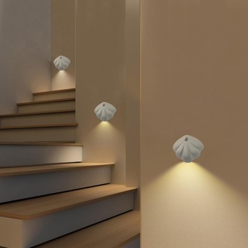 2X БЕСПРОВОДНЫЕ МАГНИТНЫЕ СВЕТОДИОДНЫЕ НАСТЕННЫЕ ЛАМПЫ В ФОРМЕ ОБОЛОЧКИ С ДАТЧИКОМ ДВИЖЕНИЯ