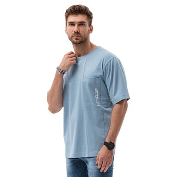 T-shirt męski bawełniany OVERSIZE S1628 nieb M