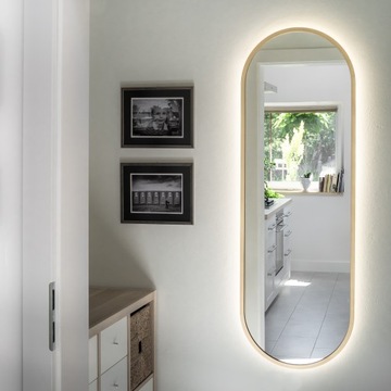 LUSTRO OWALNE LED ZŁOTA RAMA 30x130 JAKOŚĆ PREMIUM