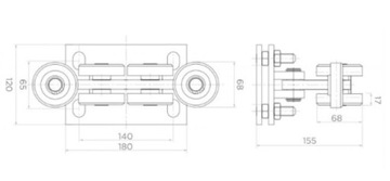 ТЕЛЕЖКА-РОЛИКИ ДЛЯ ОТКАТНЫХ ВОРОТ КОМПЛЕКТ 80x80