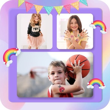 Блестящие татуировки 200+ шаблонов + 24 цвета полной комплект для детей