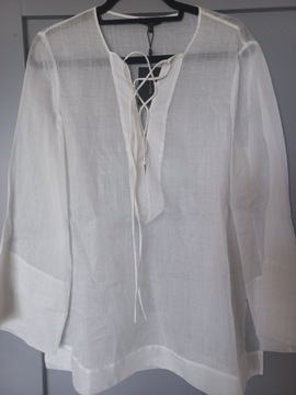 Massimo Dutti _ 100% ramia oversize biała SALE