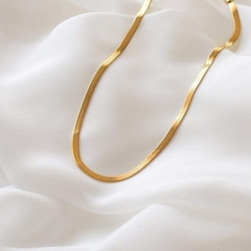 Zestaw Biżuterii Złoty Szeroka Żmijka 3 mm Stal Chirurgiczna Na Prezent