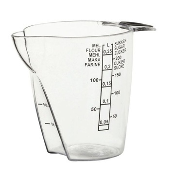 MIARKA NA PROSZEK POJEMNIK Z MIARKĄ 0,25L CUKIER MĄKA WODA KARMA