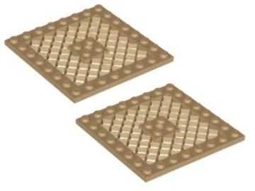 LEGO 4151B PLATE Płytka 8X8 Dark TAN Piaskowy Kratka 2szt
