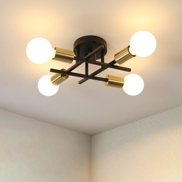 LAMPA SUFITOWA PLAFON E27 LAMPA WISZACA CZARNA ZYRANDOL ZŁOTA DO SALONU