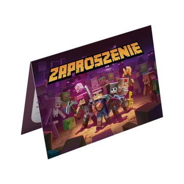 ZAPROSZENIE URODZINY DLA DZIECI MINECRAFT NETHER