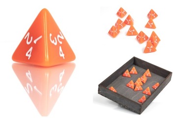 POMARAŃCZOWA KOŚĆ KOSTKA RPG CZTEROŚCIENNA K4