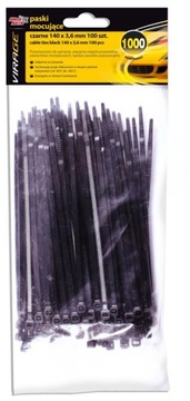 Paski mocujące czarne 100szt. 140x3,6mm DR8