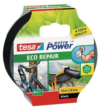 Taśma naprawcza tkaninowa tesa Eco czarna do ubrań 10m 38mm