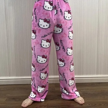 ЖЕНСКИЕ ТЕПЛЫЕ ФЛАНЕЛЕВЫЕ ПИЖАМНЫЕ БРЮКИ HELLO KITTY МЯГКИЕ УДОБНЫЕ УЗОРЫ