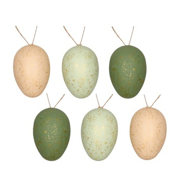 Пасхальные яйца для подвешивания на Пасху, пастельно-зеленые, 6 шт.