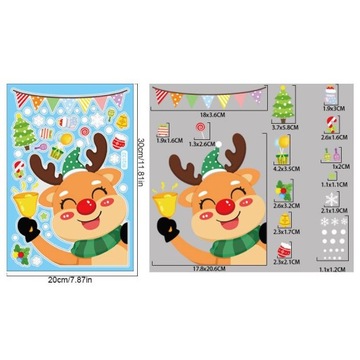 НАКЛЕЙКИ НА ОКНА РОЖДЕСТВЕНСКИЕ УКРАШЕНИЯ РОЖДЕСТВЕНСКИЕ УКРАШЕНИЯ 6 ЛИСТОВ А4