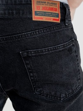 SPODNIE JEANS MĘSKIE REGULARNE DENIM PROSTE Mini Logo JIGGA CZARNE 32