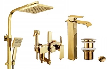 Bateria łazienkowa prysznicowa złota -BIDET Zestaw