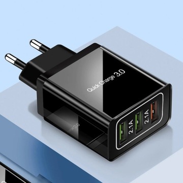 БЫСТРОЕ СЕТЕВОЕ ЗАРЯДНОЕ УСТРОЙСТВО QC 3.0, 4 порта USB + кабель