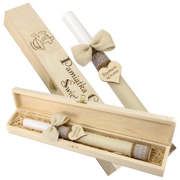 Крещальный халат и свеча в шкатулке, набор для вышивания