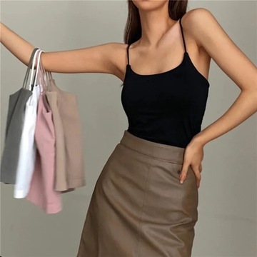 Summer Simple Sling Camisoles Women Crop Top Sleev