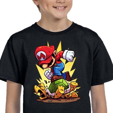 3305 Super Mario Bros KOSZULKA Śmieszna 116 CZARNA