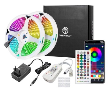 WENTOP TAŚMA LED RGB 20m ZESTAW PILOT + APLIKACJA