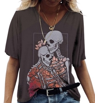 Letni Modny Damski T-shirt Koszulka CZACHA CZASZKA