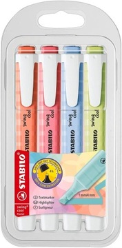 Zakreślacz - swing cool Pastel etui 4 sztuki - pastelowe kolory: limonka, w