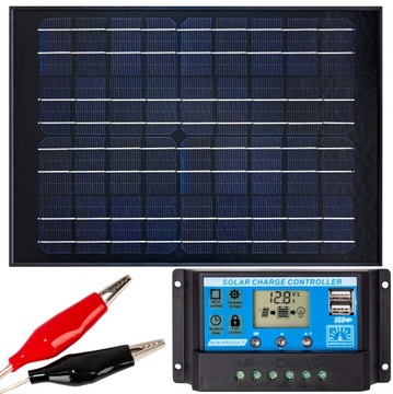 PANEL SOLARNY BATERIA SŁONECZNA 20W 12V REGULATOR