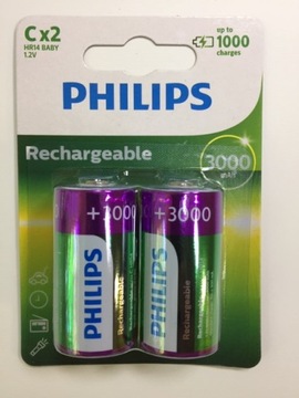 Akumulator niklowo-metalowo-wodorkowy NiMH Philips C (R14) 3000 mAh 2 szt.
