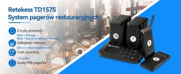 Retekess TD157S Звонок для клиентов, Беспроводная пейджерная система, 10 пейджеров