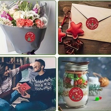 ДЕКОРАТИВНЫЕ РОЖДЕСТВЕНСКИЕ НАКЛЕЙКИ В РУЛОНЕ ЭТИКЕТКИ ДЛЯ РОЖДЕСТВЕНСКОГО ПОДАРКА 500 шт.