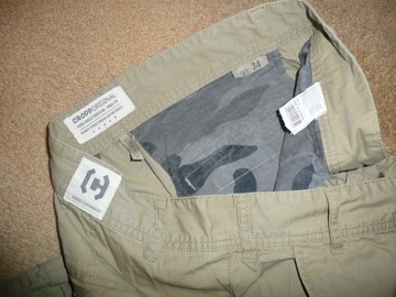 Spodnie bojówki CROPP W34/L32=46/109cm beżowe