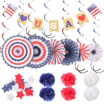 1 zestaw dekoracji ściennych USA 4 lipca