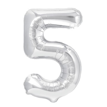 Balon foliowy Cyfra 5 srebrny 85cm urodziny party